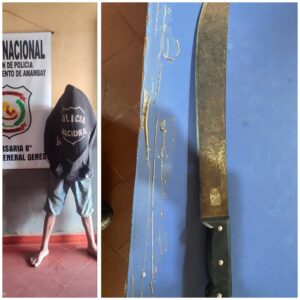 Detienen a hombre por violencia familiar y amenazas con machete en Pedro Juan Caballero